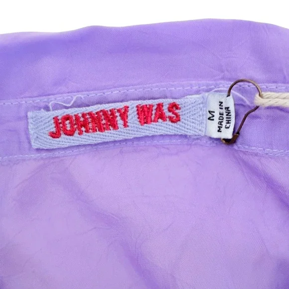 Johnny Was Slim Audrey Tunic Womens Boho M Lavender Embroidered Butterfly Top - Picture 5 of 16